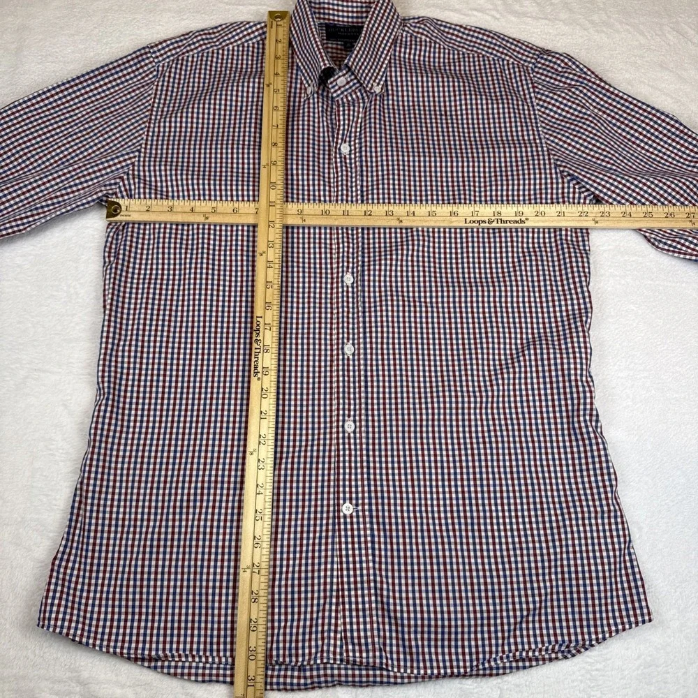 Huckleberry 100% Egyptian‎ Cotton Men's Plaid Button Up Made In USA 17 Slim